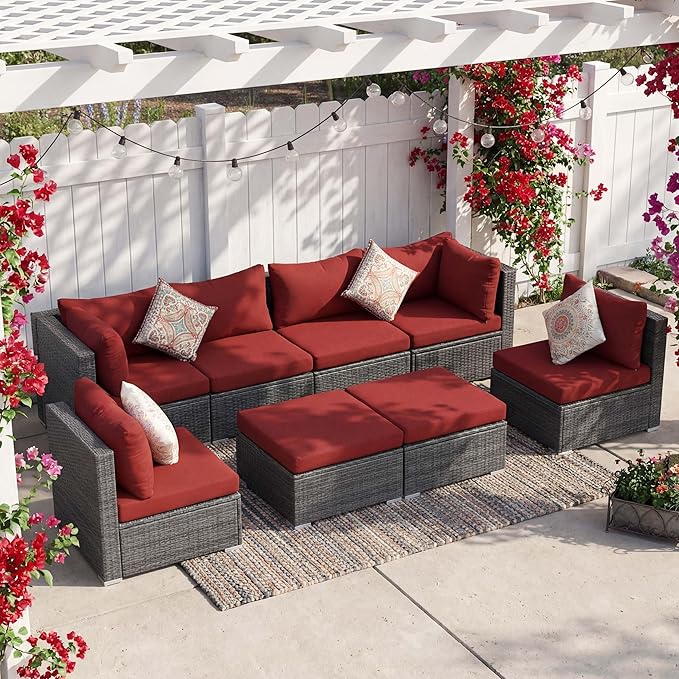 NICESOUL 8 Piece Modern Patio Couch Set, 29.3'' High Back Oversized Wicker - Image 2