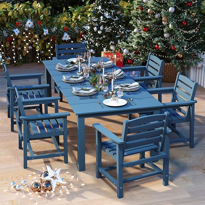 7-Piece Navy Blue Outdoor Dining Set by PatioKingdom