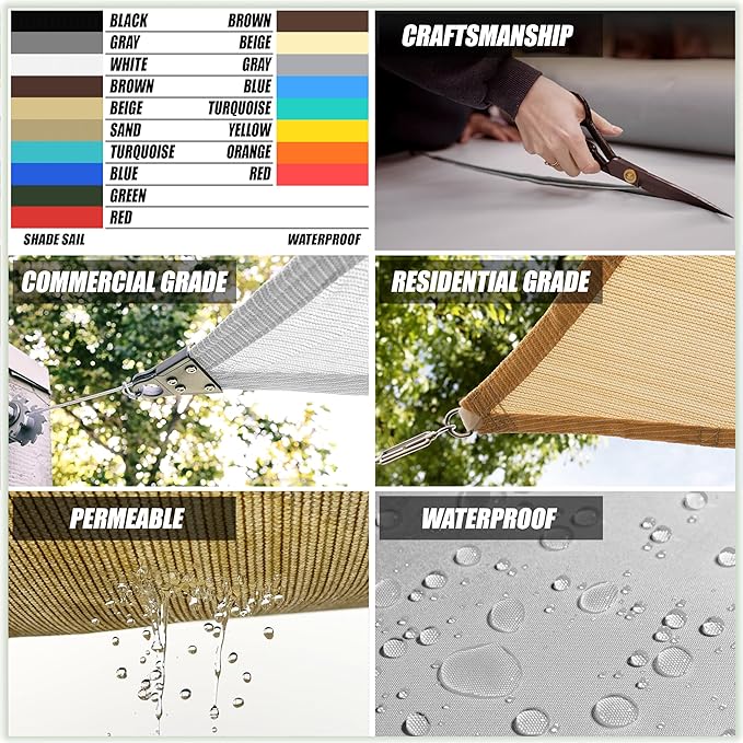 Amgo Custom Size 19' x 24' x 30.6' Gray Right Triangle Sun Shade Sail UPF50+ - Image 7