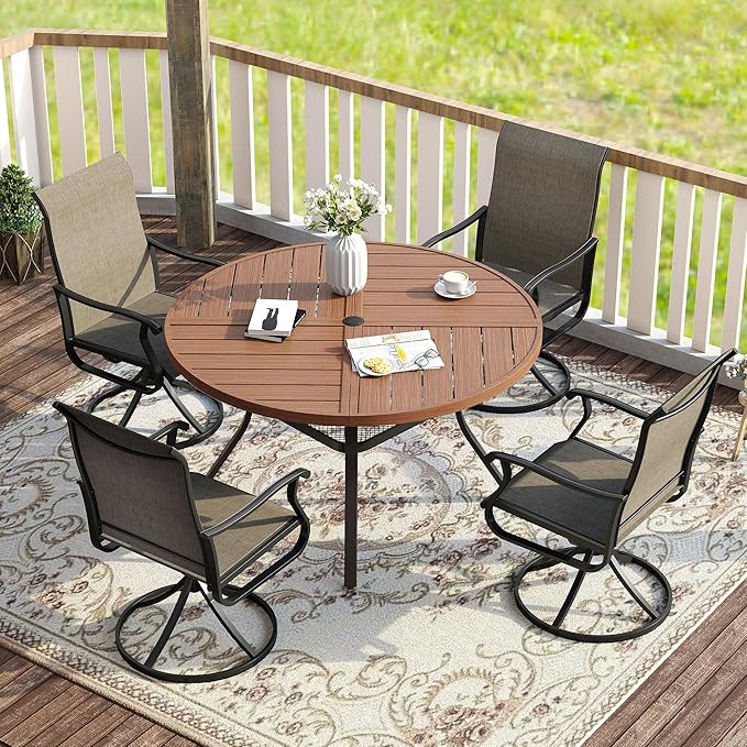 VICLLAX Round Patio Table with Adjustable Umbrella Hole - Image 4