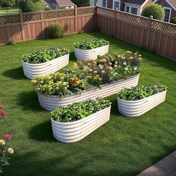 A ANLEOLIFE Set of 5, 18 Inch Tall Raised Garden Beds Kit, Large Oval & Small - Image 3
