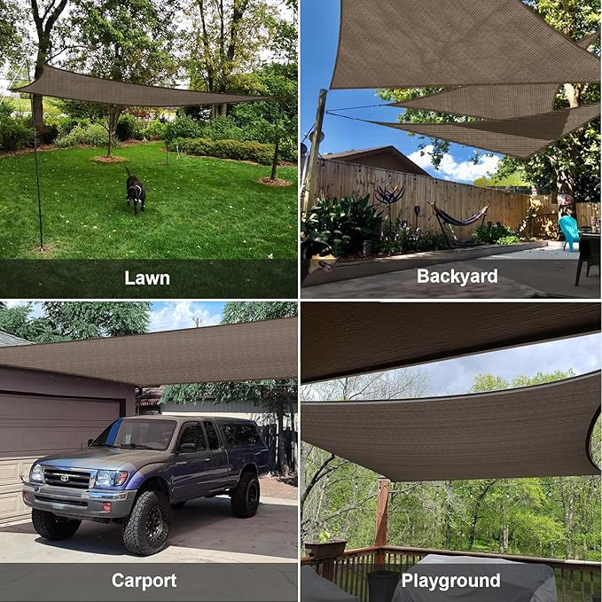 SUNLAX Sun Shade Sail 8' x 10' Brown Rectangle Canopy Sail Shade Cover UV Block - Image 8