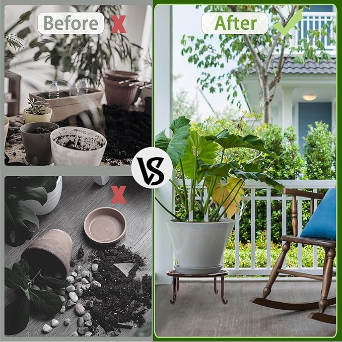 Plant Stand Indoor 5 Pack Brown Metal Plant Stands Outdoor Heavy Duty Flower - Image 6