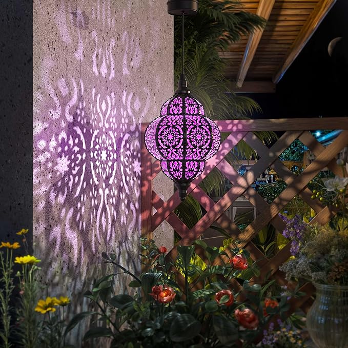 Hanging Solar Lights Outdoor Garden Decor Solar Lantern Waterproof Plastic - Image 2