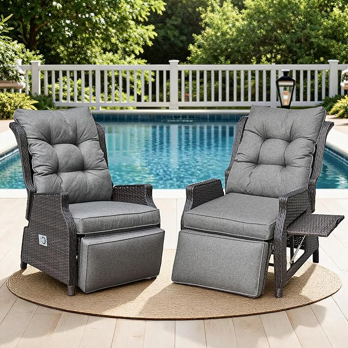 Outdoor Indoor Wicker Recliner by COMLAXFIELD
