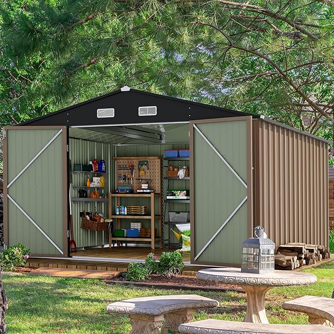 Devoko 10 x 8 FT Outdoor Storage Shed, Metal Garden Sheds & Outdoor Storage by DEVOKO