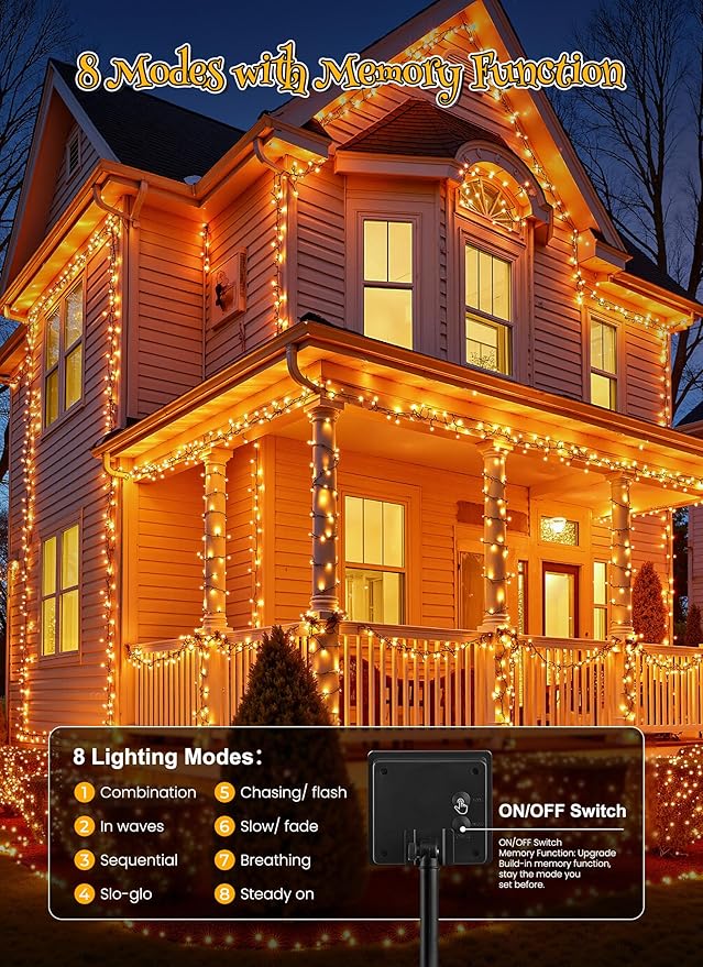 Brightown 4 Pack Solar Halloween Lights, Total 184FT 480 LED Solar String - Image 5