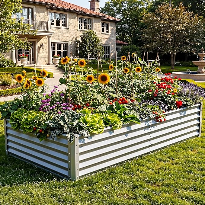 YITAHOME 8x4x1.5ft 2pcs Large Raised Garden Bed Kit, Galvanized Metal Planter - Image 2