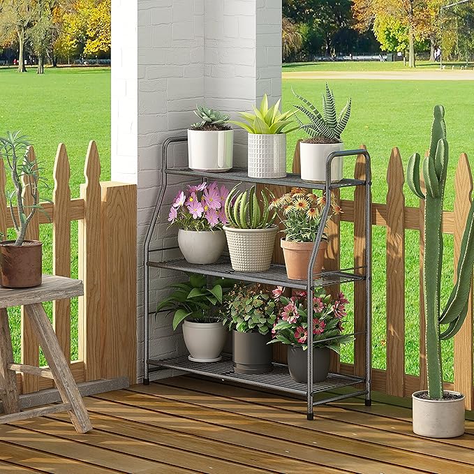 Simple Trending Plant Stand Outdoor Indoor 3 Tier Metal Waterproof Plant Shelf - Image 5