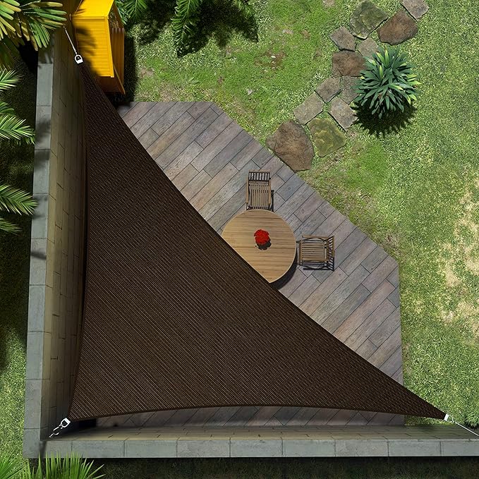 Amgo 12' x 12' x 17' Brown Right Triangle Sun Shade Sail UPF50+ Canopy Awning by Amgo