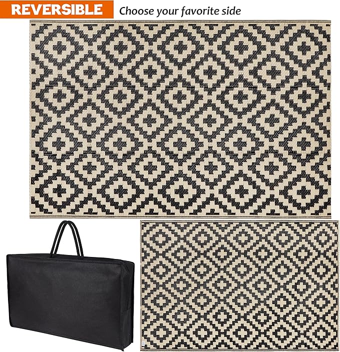SAND MINE Reversible Mats, Plastic Straw Rug, Modern Area Rug, Large Floor Mat - Image 3