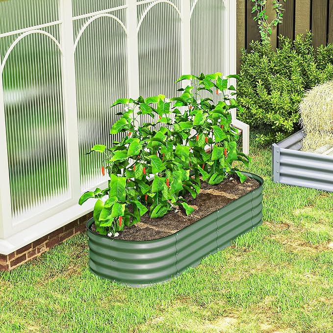Outsunny 5' x 2' x 1' Galvanized Raised Garden Bed Kit, Outdoor Metal Elevated - Image 8