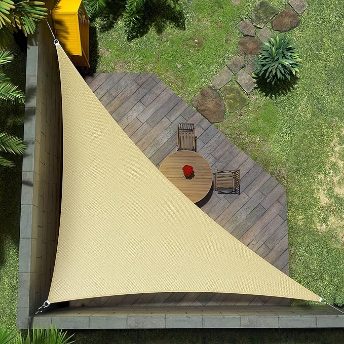Amgo 24' x 24' x 33.9' Beige Right Triangle Sun Shade Sail Outdoor Canopy by Amgo