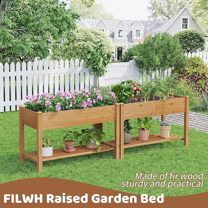 FILWH Raised Garden Bed with Legs Elevated Wooden Planter Box Stand Large - Image 5