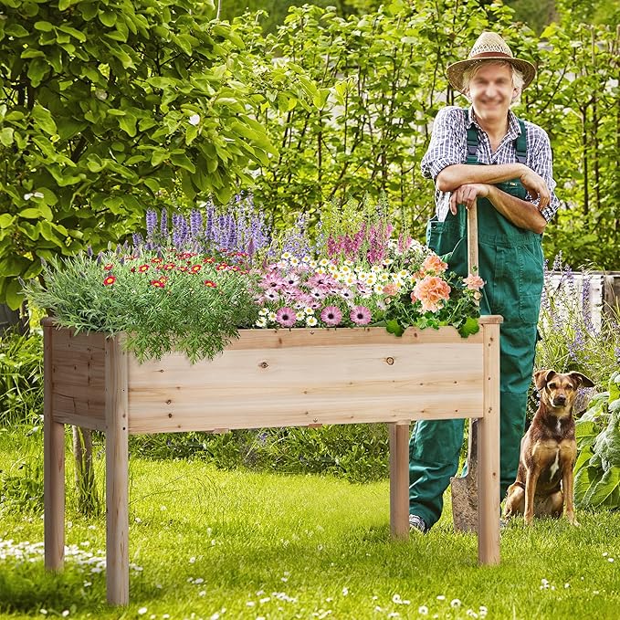 Yaheetech 1pc Raised Garden Bed 48x24x30in Elevated Wooden Horticulture Planter - Image 7