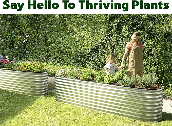 Plant & Plot Galvanized Raised Garden Beds Outdoor // 8×2×2 ft Planter Raised - Image 4