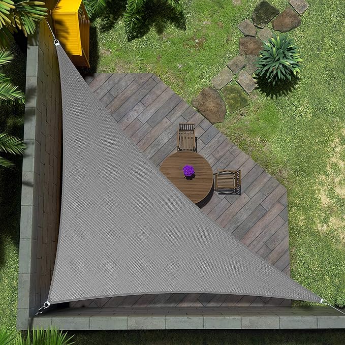 Amgo Custom Size 10' x 17' x 19.7' Grey Right Triangle Sun Shade Sail Order to by Amgo