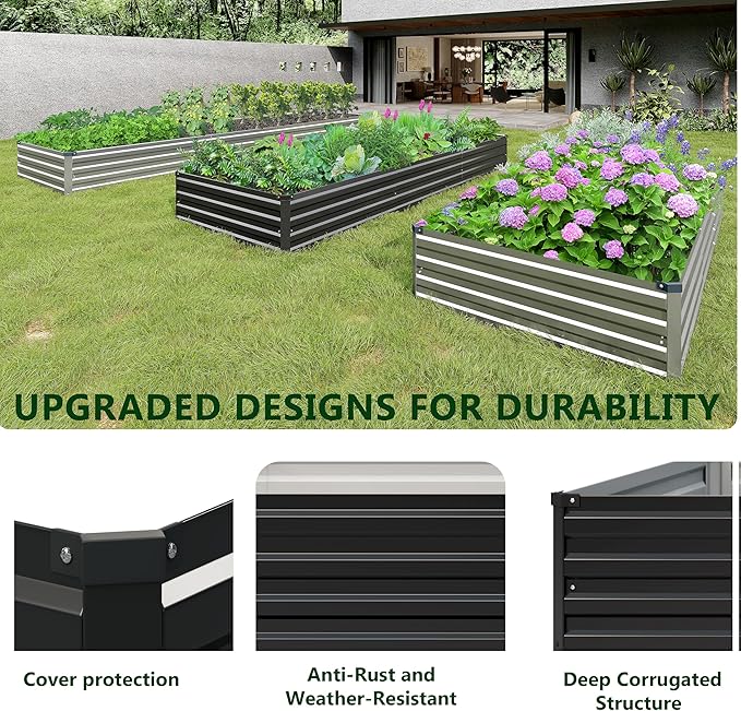 2PCS 7x3x1ft Galvanized Raised Garden Bed Kit, Metal Planter Box - Image 6