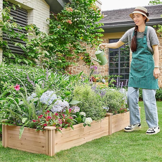 Yaheetech 8×2ft Wooden Horticulture Raised Garden Bed Divisible Elevated - Image 3