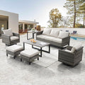 Belord 7 PCS Outdoor Furniture Set, Mixed Grey Wicker, Includes Swivel Rocker by Belord