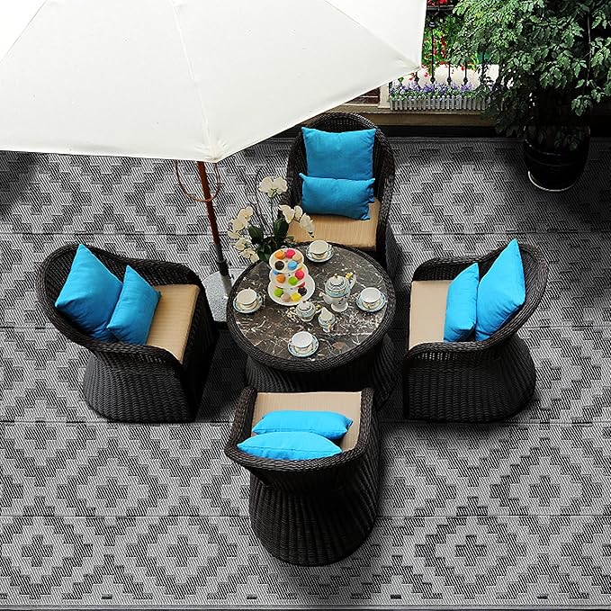 SAND MINE Waterproof Outdoor Rug 6x9 ft, Plastic Reversible Rug, Modern Area Rug - Image 6