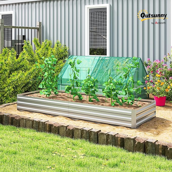 Outsunny Galvanized Raised Garden Bed, - Image 2
