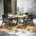 EMMA + OLIVER Set of 4 Modern Rattan Indoor/Outdoor Stack Chairs, Stacking by EMMAOLIVER