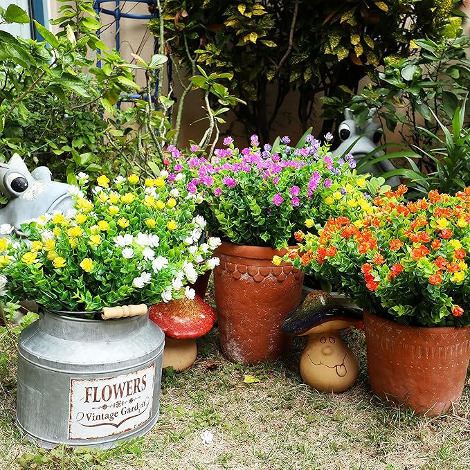 20 Bundles Artificial Flowers Outdoor Fake Plants, UV Resistant No Fade Faux - Image 2