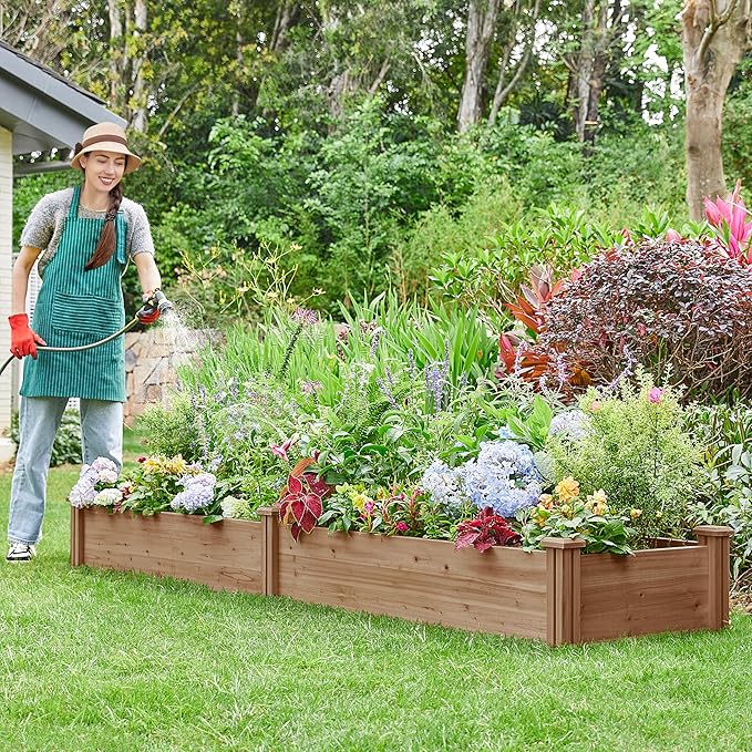 Yaheetech 8x2ft Wooden Horticulture Raised Garden Bed Divisible Elevated - Image 2