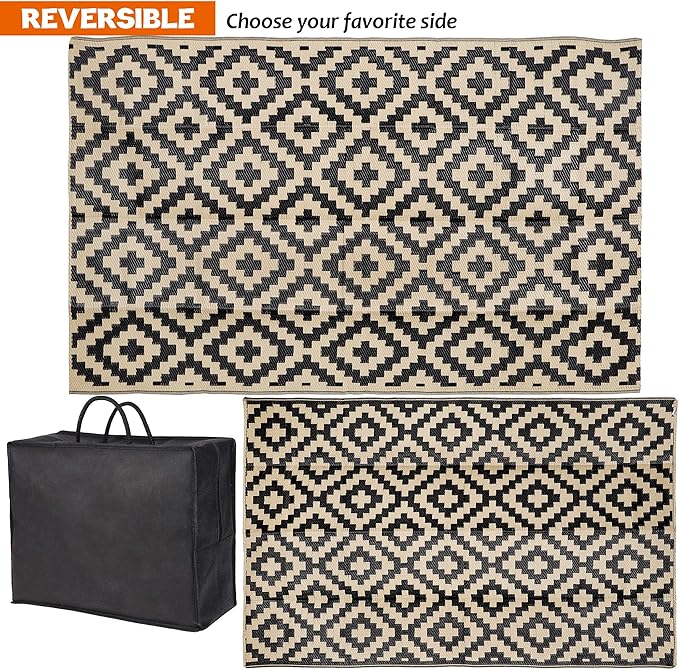 SAND MINE Waterproof Outdoor Rug 5x8 ft, Plastic Reversible Rug, Modern Area Rug - Image 3