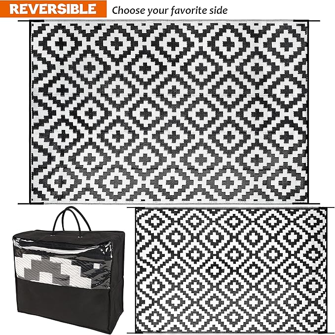 SAND MINE Waterproof Outdoor Rug 6x9 ft, Reversible Mats, Modern Area Rug - Image 3
