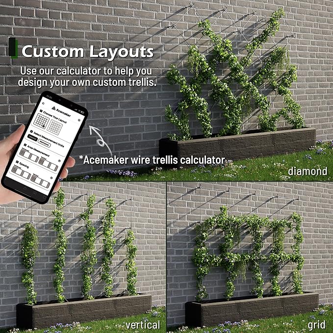 Wire Trellis for Climbing Plants Outdoor, T316 Stainless Steel Wall Trellis Kit - Image 3