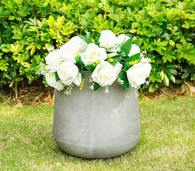 Kante 11.6" Dia Round Concrete Planter, Outdoor Indoor Large Plant Pots - Image 3