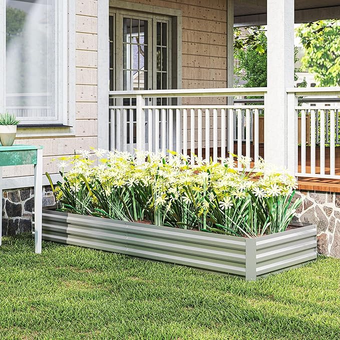 Outsunny Galvanized Raised Garden Bed, - Image 8