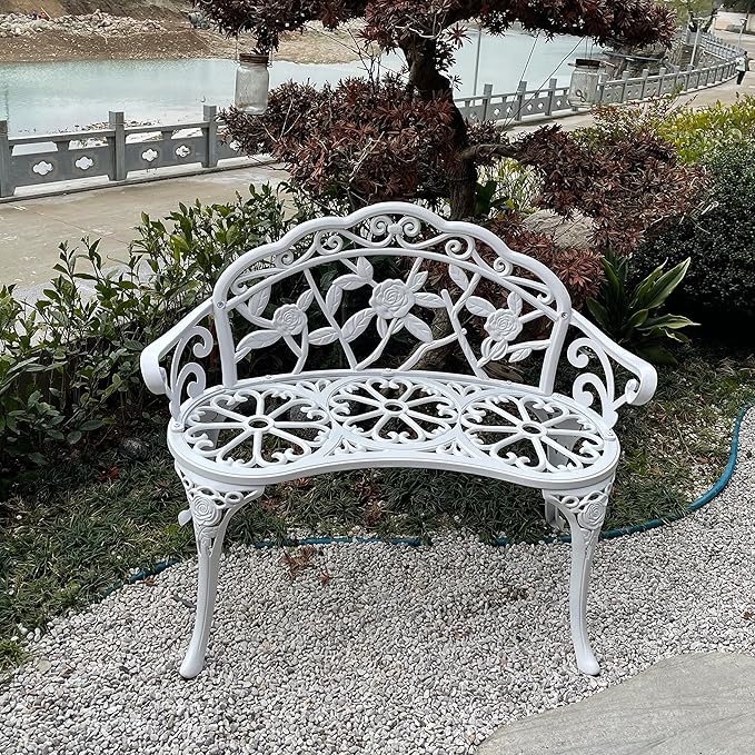 Mandolin Outdoor Benc Park Garden Chair, All Chair Anti Rust Cast Aluminum - Image 7