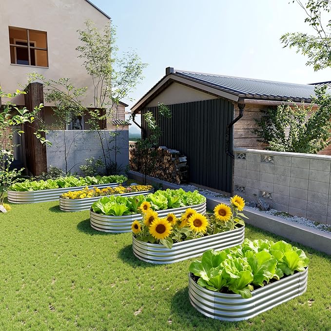 2PCS 12x2x1FT Galvanized Raised Garden Bed Kit, Vegetable Boxes-Oval Metal - Image 7