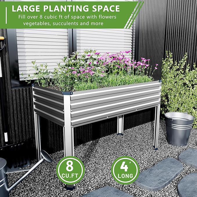 2PCS 48×24×30in Galvanized Raised Garden Bed, Metal Elevated Planter Box - Image 6