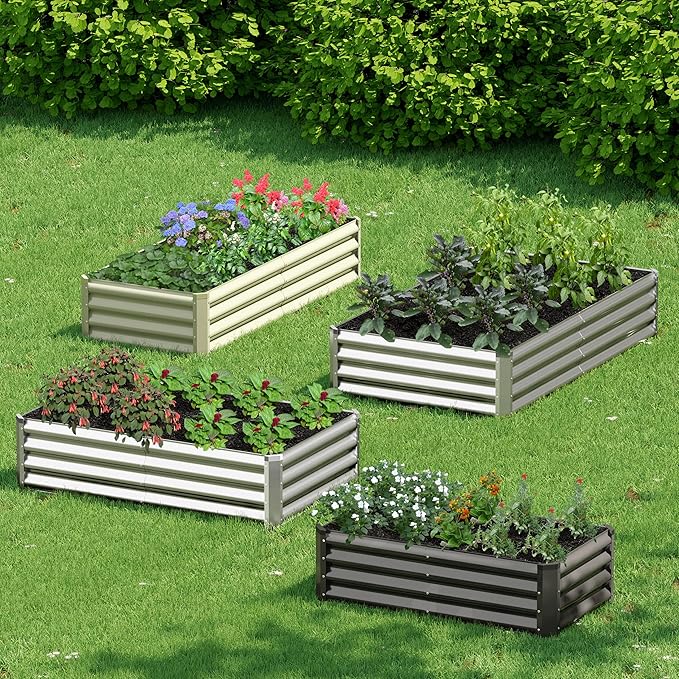 2PCS 4x2x1FT Galvanized Raised Garden Bed, Galvanized Planter Raised Garden - Image 7
