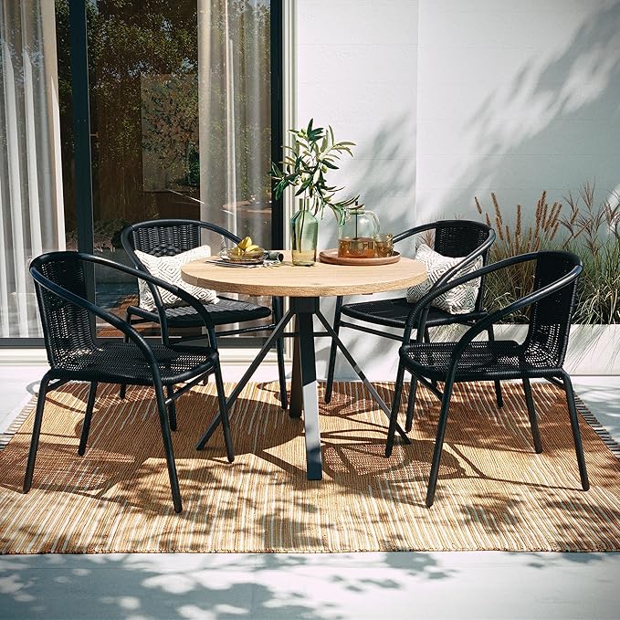 Flash Furniture Lila Modern Rattan Indoor/Outdoor Stackable Dining Chairs - Image 2