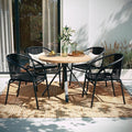 EMMA + OLIVER Set of 4 Modern Rattan Indoor/Outdoor Stack Chairs, Stacking by EMMAOLIVER
