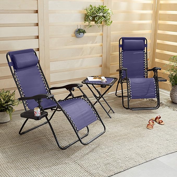 Amazon Basics Outdoor Textilene Adjustable Zero Gravity Folding Reclining - Image 2