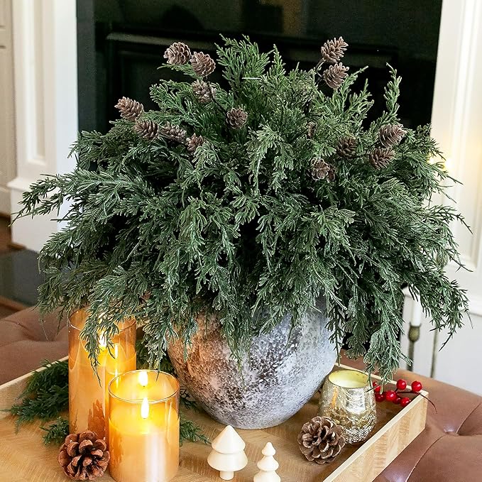 Faux Cedar Stems Artificial Norfolk Pine Branches - Image 2