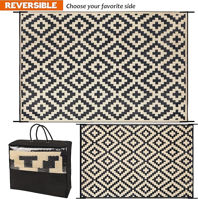 SAND MINE Reversible Mats, Plastic Straw Rug, Modern Area Rug, Large Floor Mat - Image 4