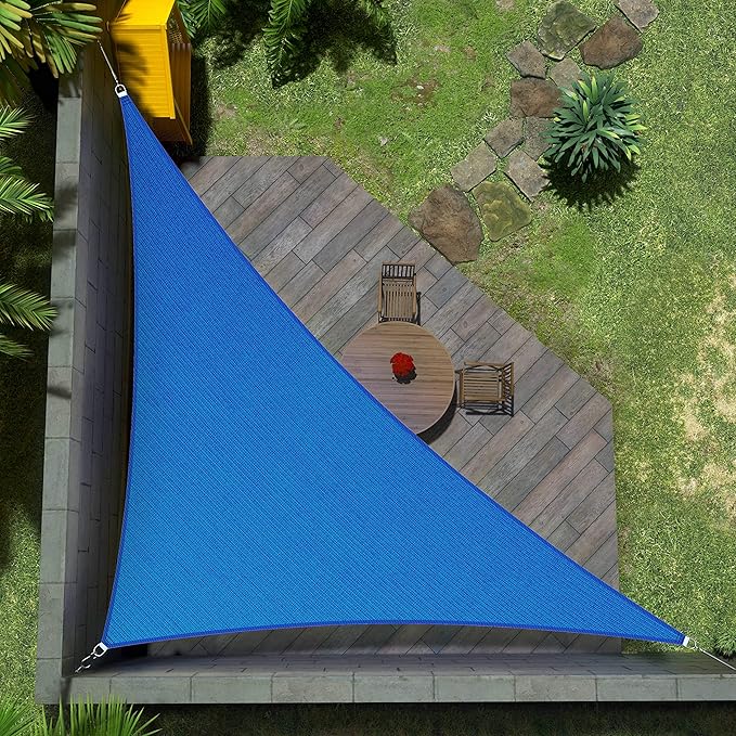 Amgo Custom Size 14' x 19' x 23.6' Blue Right Triangle Sun Shade Sail Order to by Amgo