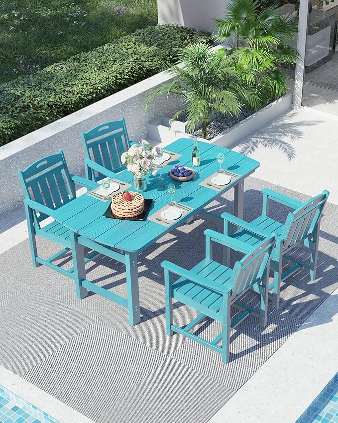 Ciokea HDPE Outdoor Dining Set, 5-Piece Patio Table and Chairs Set - Image 8