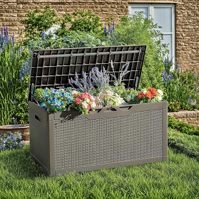 Devoko 97 Gallon Deck Box, Waterproof Resin Outdoor Storage Box - Image 3