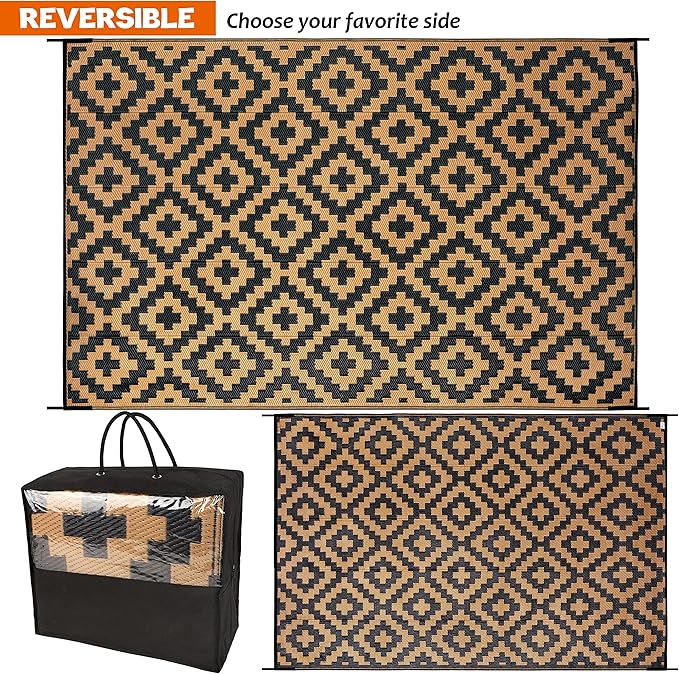 SAND MINE Reversible Mats, Plastic Straw Rug, Modern Area Rug, Large Floor Mat - Image 3