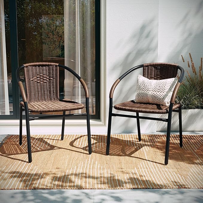 Flash Furniture Lila Modern Rattan Indoor/Outdoor Stackable Dining Chairs - Image 7