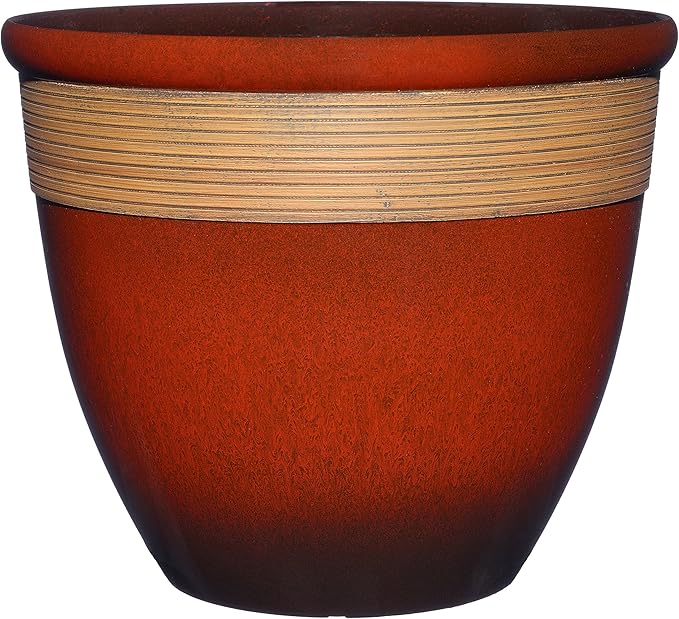 Classic Home and Garden Premiere Collection Planter, Abigail 15", Lava Red by ClassicHomeandGarden