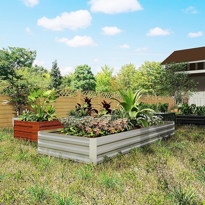 Outsunny Galvanized Raised Garden Bed, - Image 6